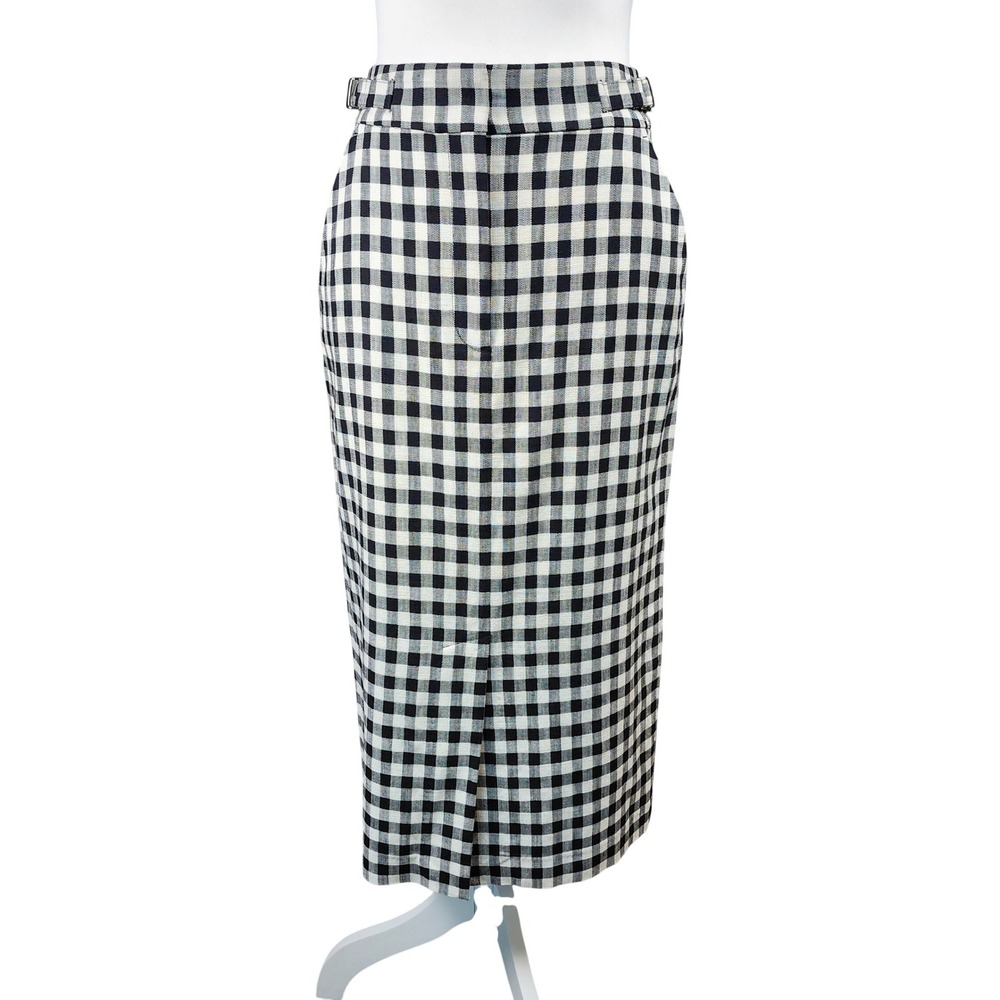 Tara Jarmon Justina Midi Skirt Womens Small French T36 Black White Gingham Work